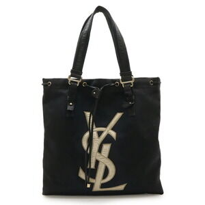 Yves Saint Laurent YSL Kahala Rive Gauche Tote Bag in Black Canvas and Leathe...